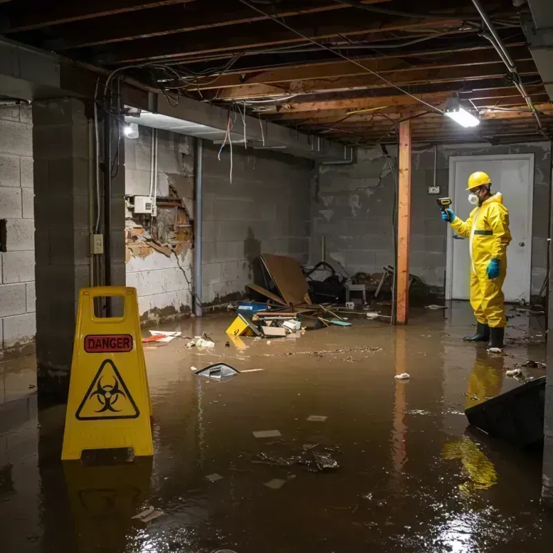 Flooded Basement Electrical Hazard in Lawrenceville, IL Property